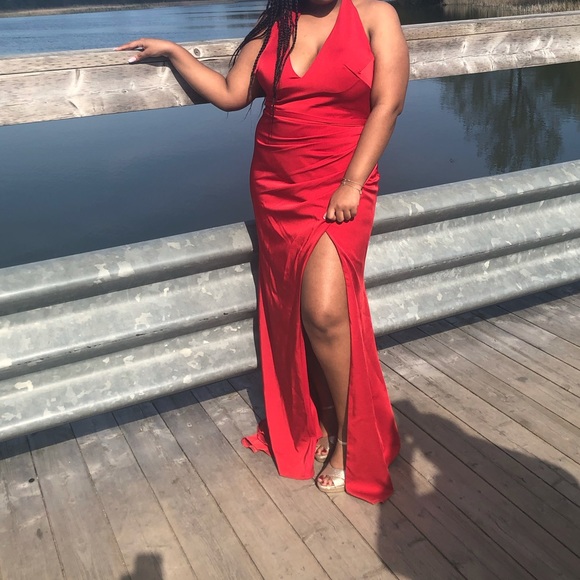 Red Halter Neck Terani Couture Dress - Picture 5 of 5